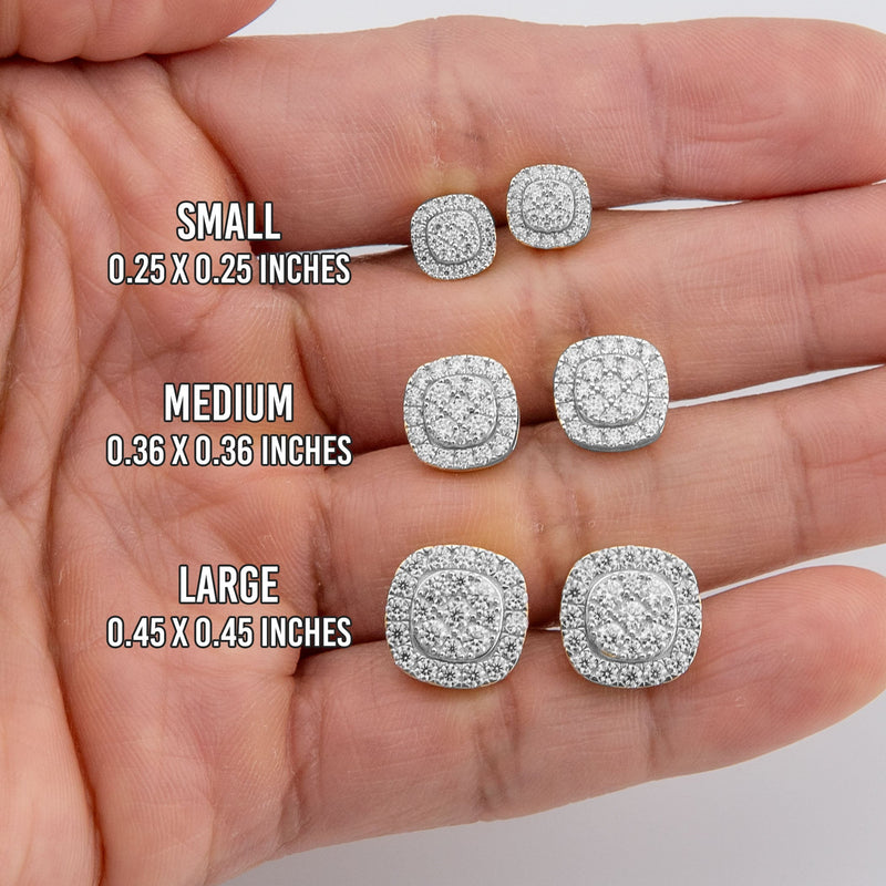 Men's Jewelry - VVS Lab Diamond Cluster Stud Earrings For Men | 14K White Gold