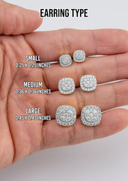 Men's Jewelry - VVS Lab Diamond Cluster Stud Earrings For Men | 14K White Gold