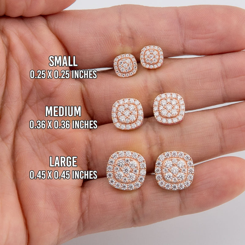 Men's Jewelry - VVS Lab Diamond Cluster Stud Earrings For Men | 14K Rose Gold