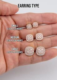Men's Jewelry - VVS Lab Diamond Cluster Stud Earrings For Men | 14K Rose Gold