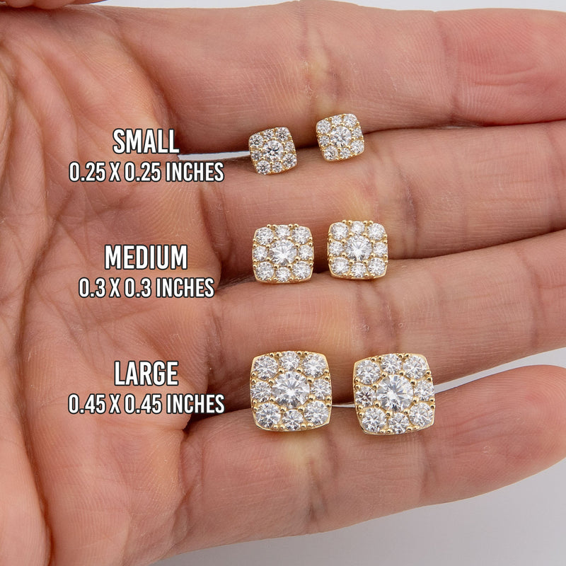 Men's Jewelry - VVS Lab Diamond Cluster Stud Earrings For Men | 14K White Gold