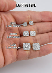 Men's Jewelry - VVS Lab Diamond Cluster Stud Earrings For Men | 14K White Gold