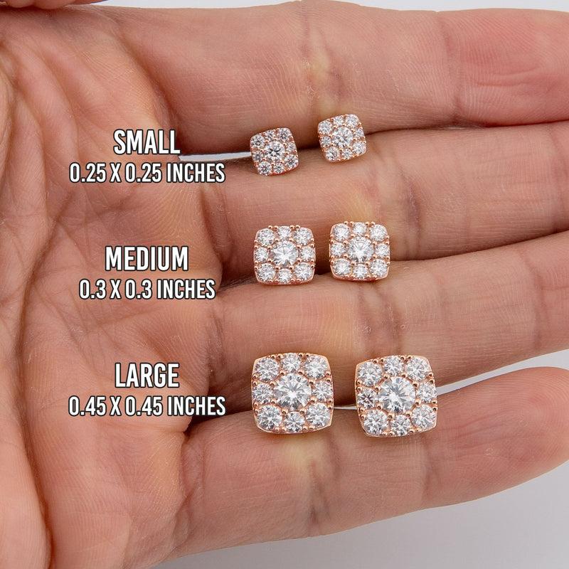 Men's Jewelry - VVS Lab Diamond Cluster Stud Earrings For Men | 14K Rose Gold