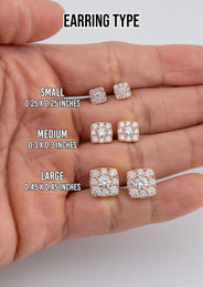 Men's Jewelry - VVS Lab Diamond Cluster Stud Earrings For Men | 14K Rose Gold
