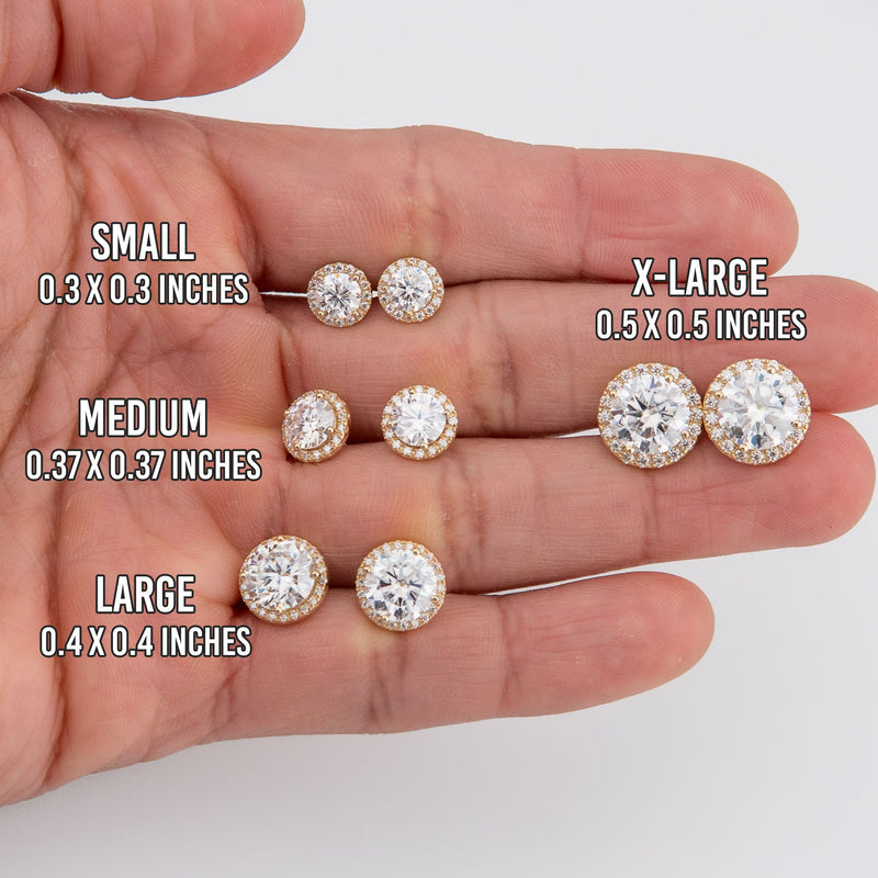 Men's Jewelry - VVS Lab Diamond Halo Stud Earrings For Men | 14K Gold