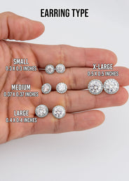 Men's Jewelry - VVS Lab Diamond Halo Stud Earrings For Men | 14K White Gold