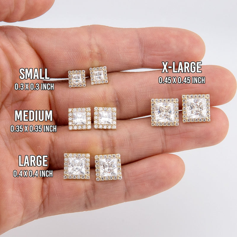 Men's Jewelry - VVS Lab Diamond Princess Stud Earrings For Men | 14K Gold