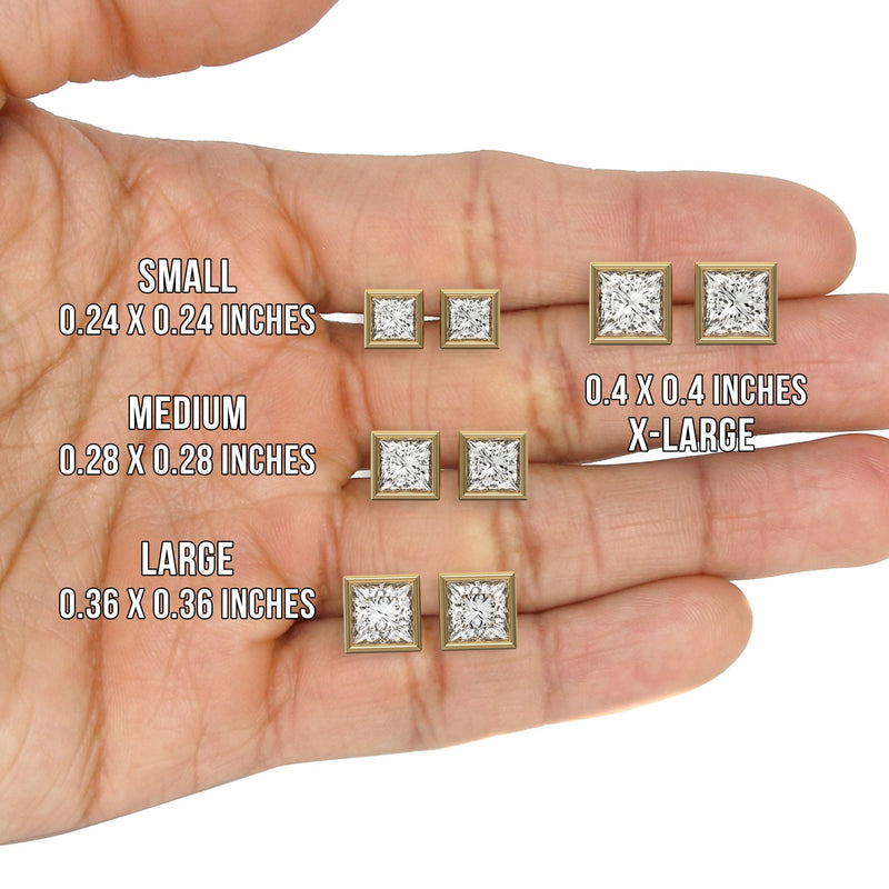 Men's Jewelry - VVS Lab Diamond Princess Cut Stud Earrings For Men | 14K Gold
