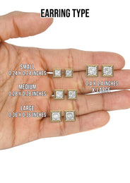 Men's Jewelry - VVS Lab Diamond Princess Cut Stud Earrings For Men | 14K Gold