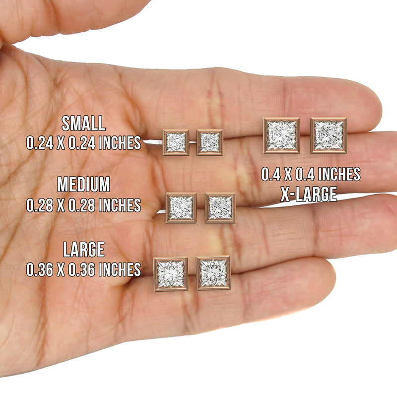 Men's Jewelry - VVS Lab Diamond Princess Cut Stud Earrings For Men | 14K Rose Gold