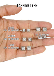 Men's Jewelry - VVS Lab Diamond Princess Cut Stud Earrings For Men | 14K Rose Gold