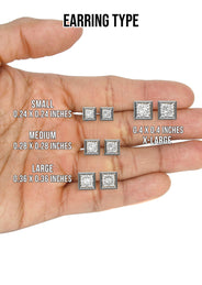 Men's Jewelry - VVS Lab Diamond Princess Cut Stud Earrings For Men | 14K White Gold