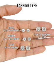 Men's Jewelry- Male VVS Lab Diamond Asher Cut Stud Earrings | 14K Rose Gold