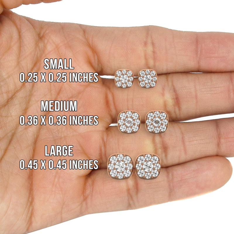 Men's Jewelry - VVS Lab Diamond Cluster Stud Earrings For Men | 14K Rose Gold