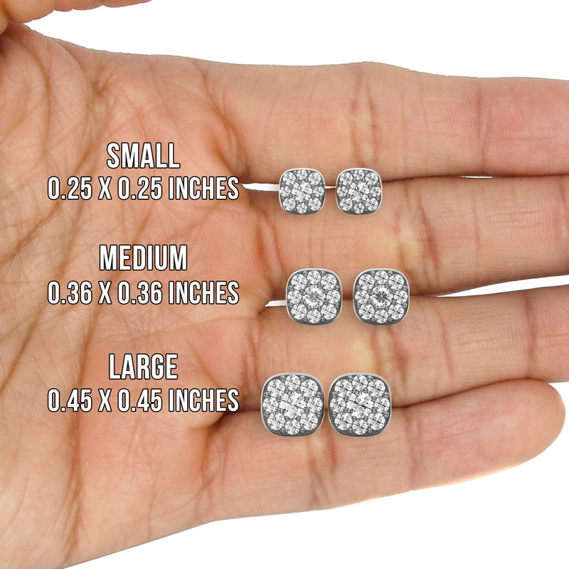 Men's Jewelry - VVS Lab Diamond Cluster Stud Earrings For Men | 14K White Gold