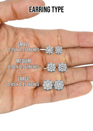 Men's Jewelry - VVS Lab Diamond Cluster Stud Earrings For Men | 14K White Gold