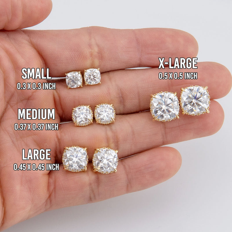 Men's Jewelry - VVS Lab Diamond Halo Stud Earrings For Men | 14K Gold
