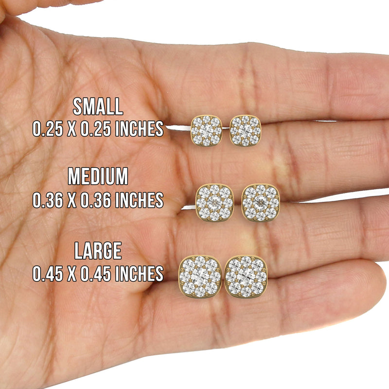 Men's VVS VVS Lab Diamond Gold Cluster Stud Earrings