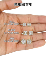 Men's VVS VVS Lab Diamond Gold Cluster Stud Earrings