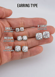 Men's Jewelry - VVS Lab Diamond Halo Stud Earrings For Men | 14K White Gold