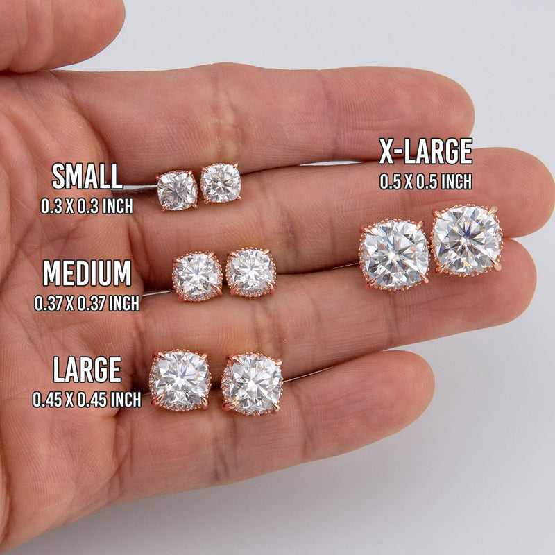 Men's Jewelry - VVS Lab Diamond Halo Stud Earrings For Men | 14K Rose Gold