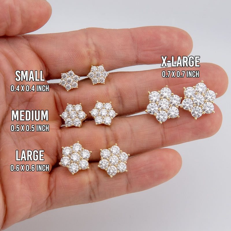 Men's Jewelry - VVS Lab Diamond Cluster Stud Earrings For Men | 14K Gold