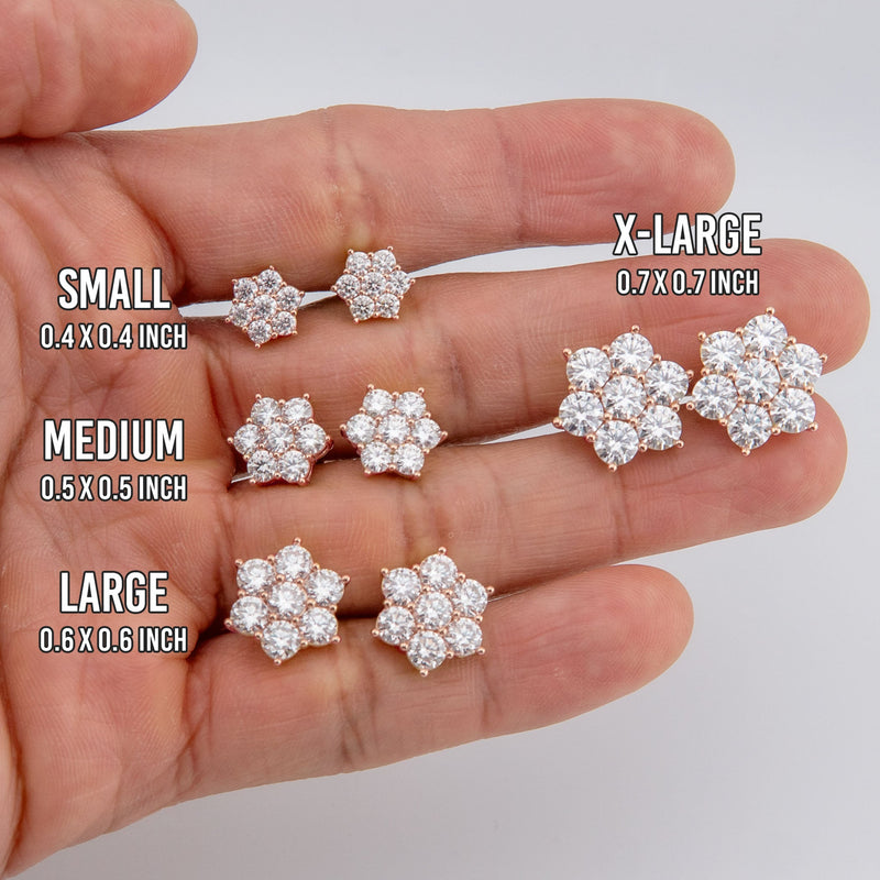 Men's Jewelry - VVS Lab Diamond Cluster Stud Earrings For Men | 14K Rose Gold
