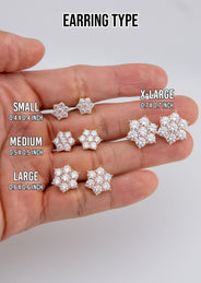 Men's Jewelry - VVS Lab Diamond Cluster Stud Earrings For Men | 14K Rose Gold