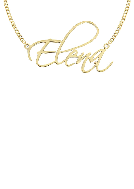 14K Gold  Plain Gold Name Plate Necklace | Style #54