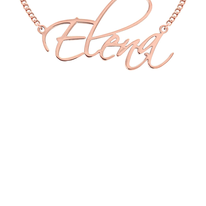 14K Gold  Plain Rose Gold Name Plate Necklace | Style #45