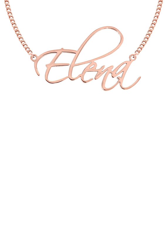 14K Gold  Plain Rose Gold Name Plate Necklace | Style #45