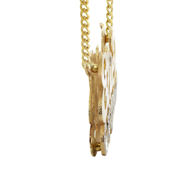 14K Gold  Two Tone Diamond Cut Name Plate Necklace | Style #50