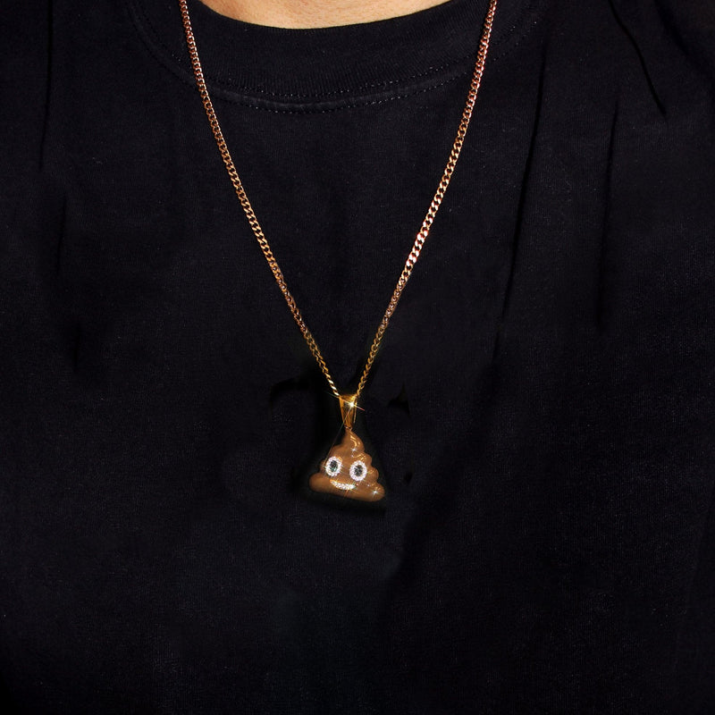 Mens Gold Plated Rope Chain & Emoji Pendant | Appx. 17 Grams