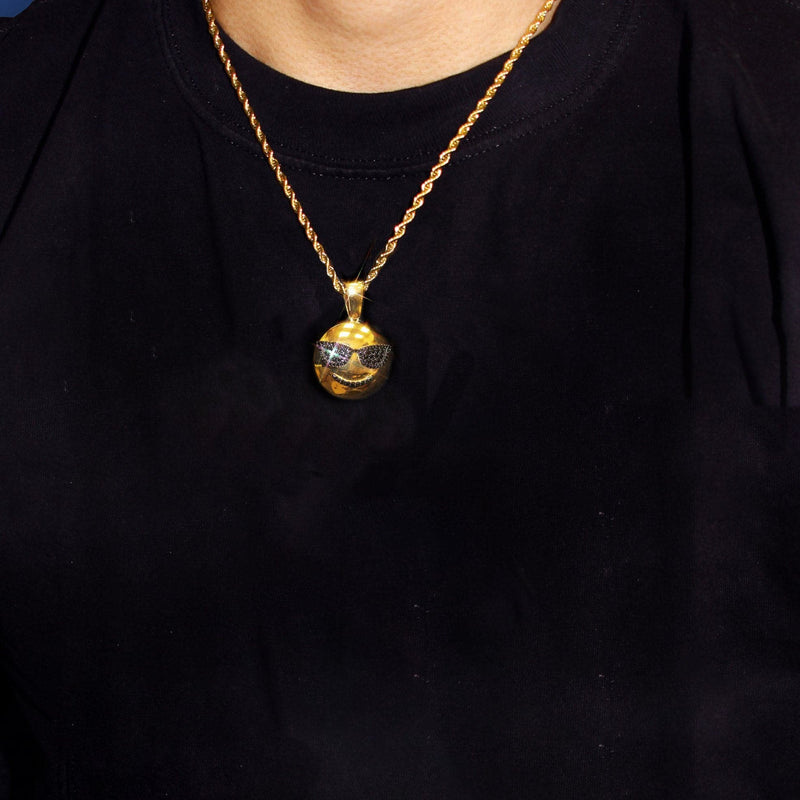 Mens Gold Plated Franco Chain & Emoji Pendant | Appx. 15.6 Grams
