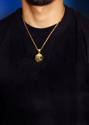 Mens Gold Plated Franco Chain & Emoji Pendant | Appx. 15.6 Grams