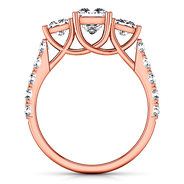 Three Stone Diamond EngagementRing Enchantment Lattice  14K Rose Gold
