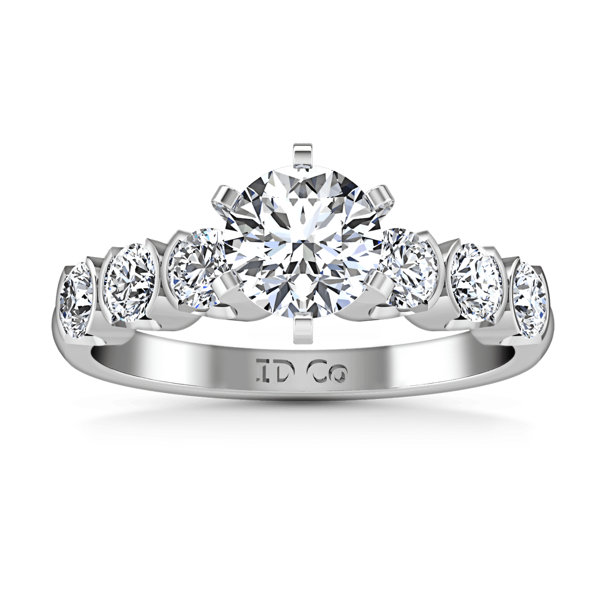 Round Diamond Pave Engagement Ring Karen 14K White Gold