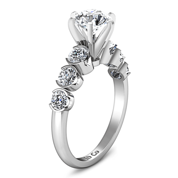 Round Diamond Pave Engagement Ring Karen 14K White Gold