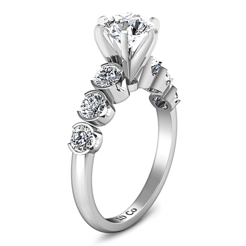 Round Diamond Pave Engagement Ring Karen 14K White Gold
