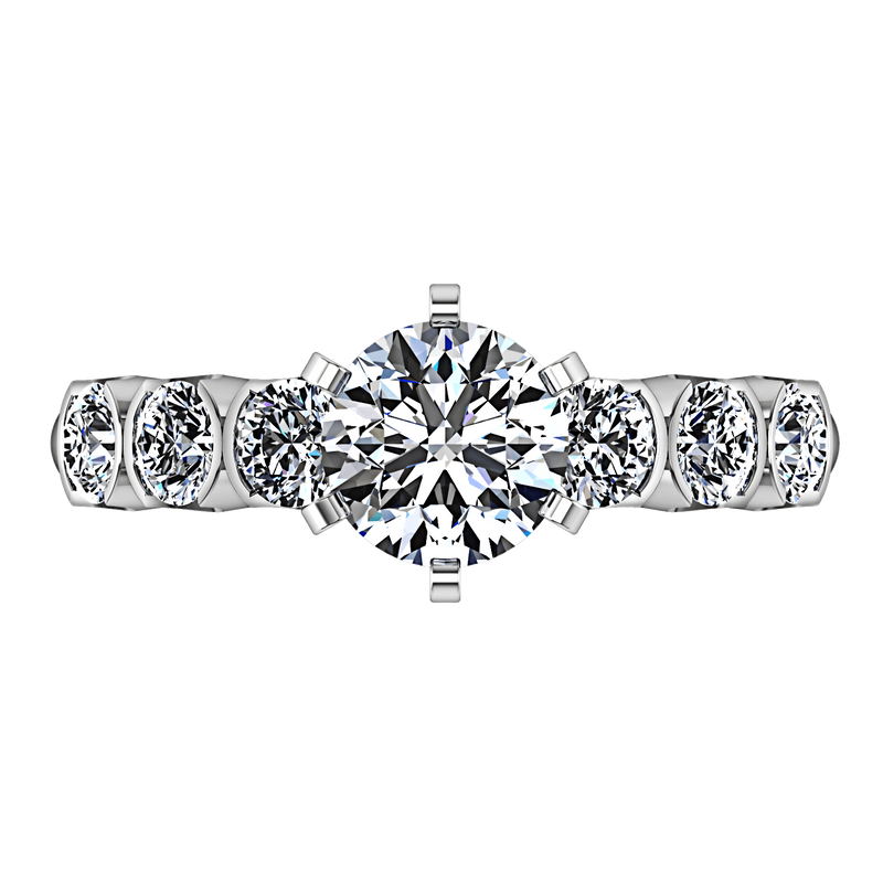 Round Diamond Pave Engagement Ring Karen 14K White Gold
