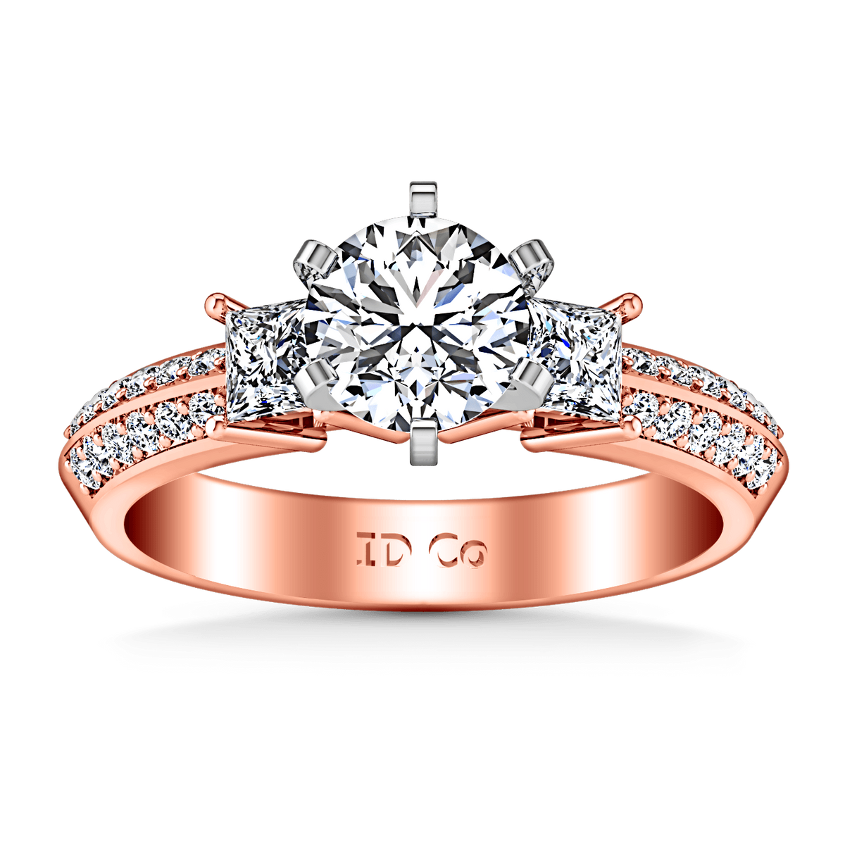 Three Stone Diamond EngagementRing Ivana 14K Rose Gold