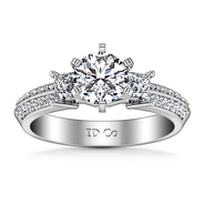 Round Diamond Three Stone Engagement Ring Ivana 14K White Gold