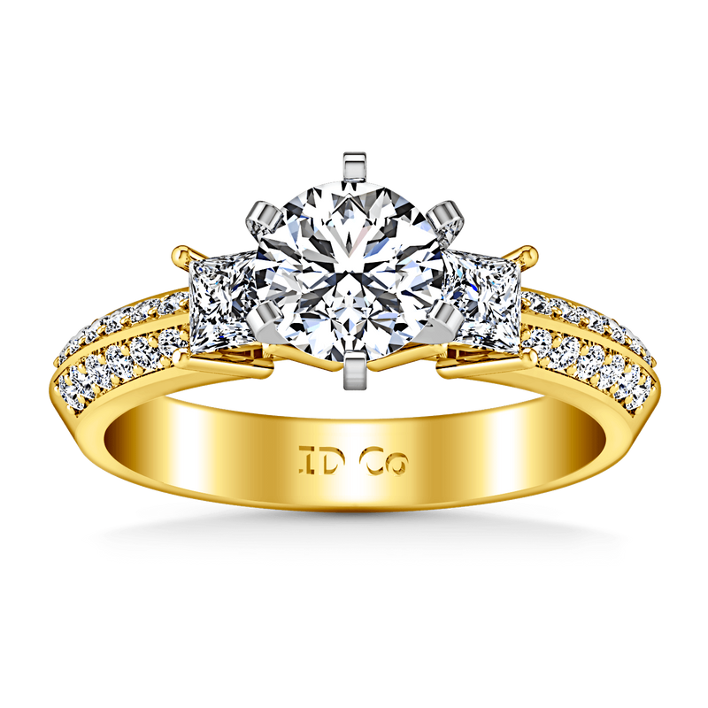 Three Stone Diamond Engagement Ring Ivana 14K Yellow Gold
