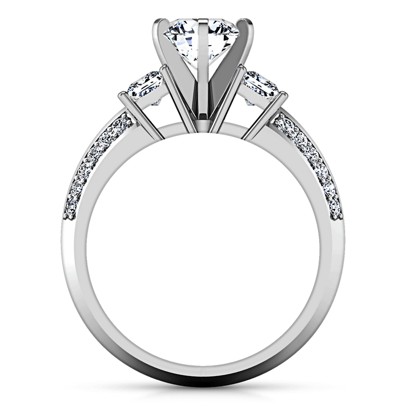 Round Diamond Three Stone Engagement Ring Ivana 14K White Gold