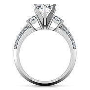 Round Diamond Three Stone Engagement Ring Ivana 14K White Gold