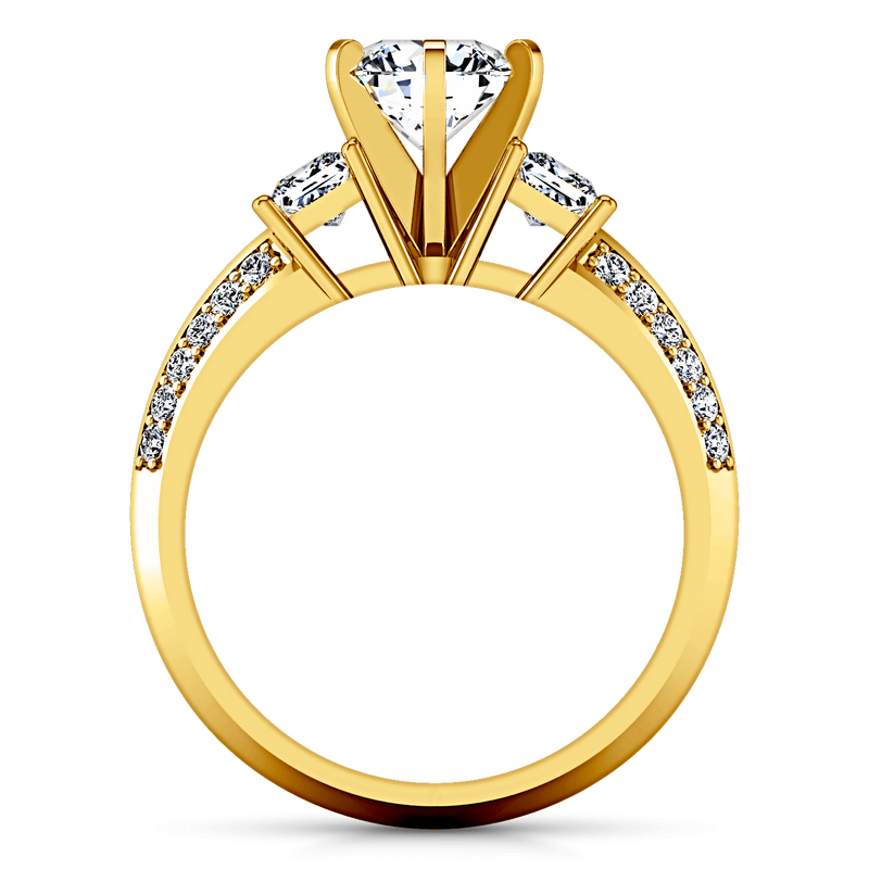 Three Stone Diamond Engagement Ring Ivana 14K Yellow Gold