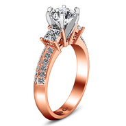 Three Stone Diamond EngagementRing Ivana 14K Rose Gold