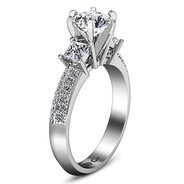 Round Diamond Three Stone Engagement Ring Ivana 14K White Gold