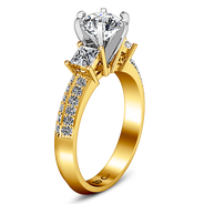 Three Stone Diamond Engagement Ring Ivana 14K Yellow Gold