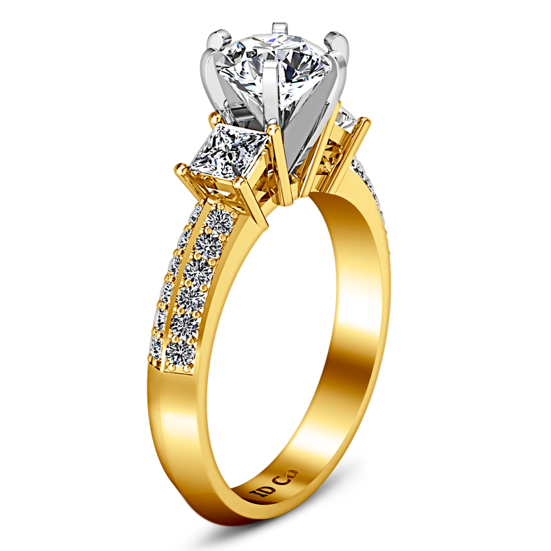 Three Stone Diamond Engagement Ring Ivana 14K Yellow Gold